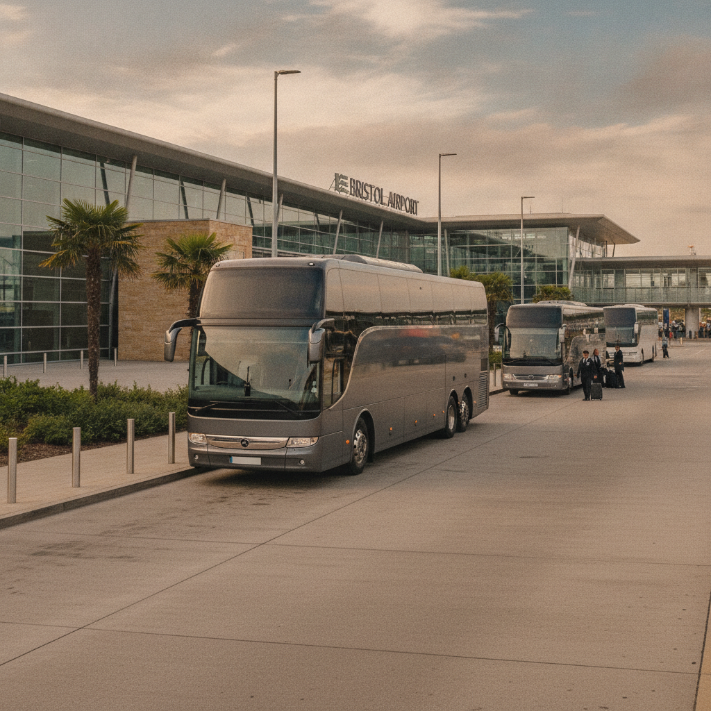 Home — executive coach meeting a group at Bristol Airport