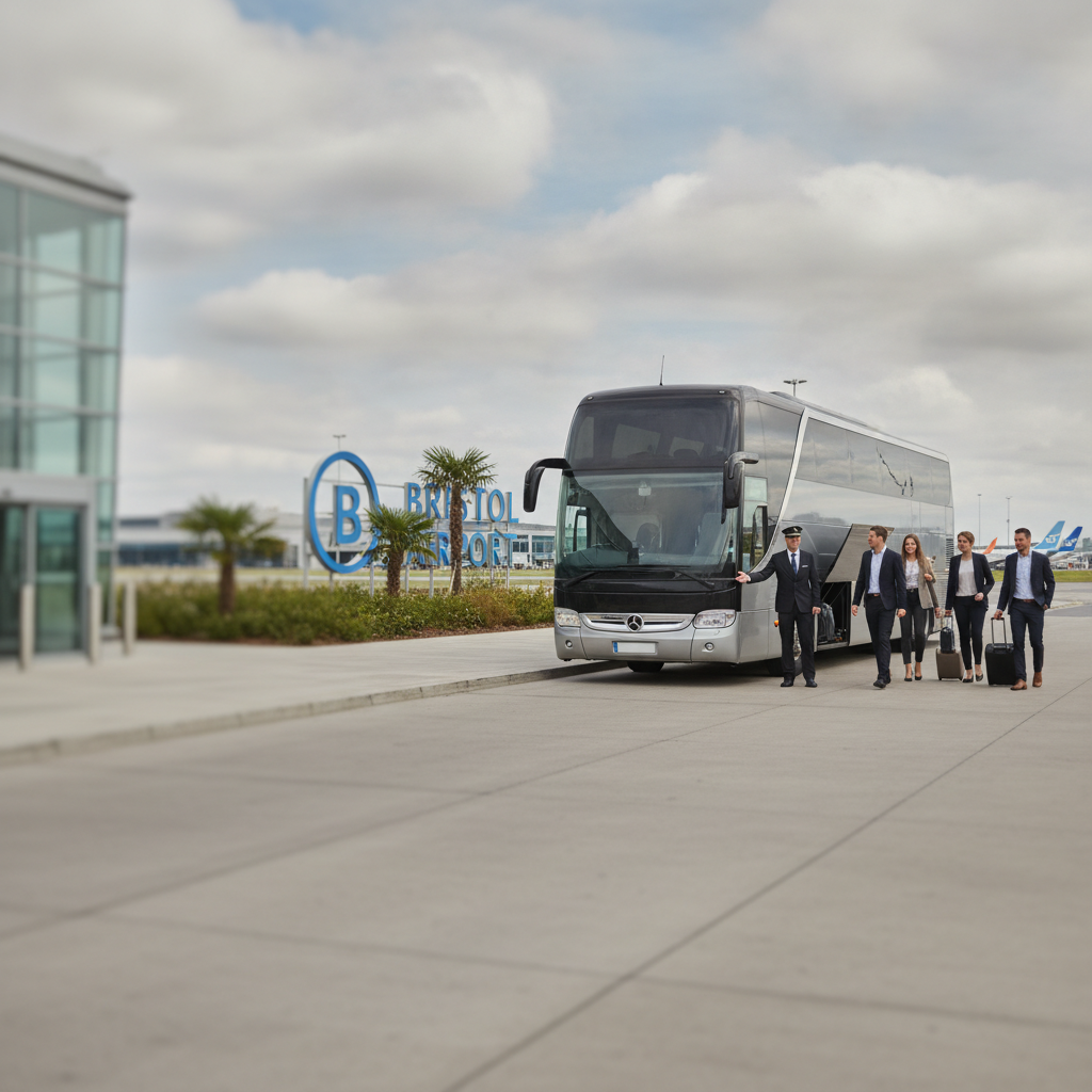 Meet & Greet at Bristol — executive coach meeting a group at Bristol Airport