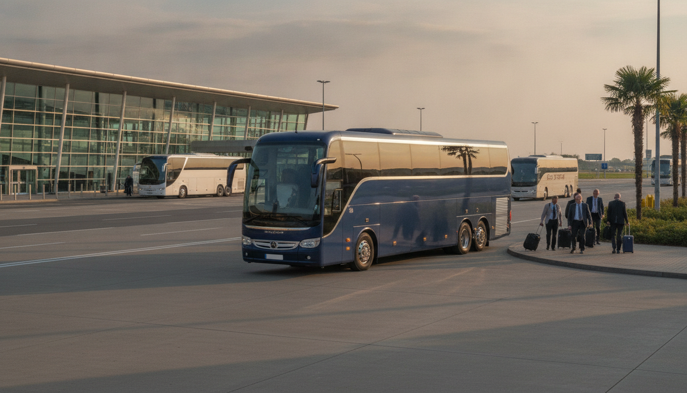 From Airport to Attraction: Crafting Your Bristol Group Tour Itinerary — executive coach meeting a group at Bristol Airport